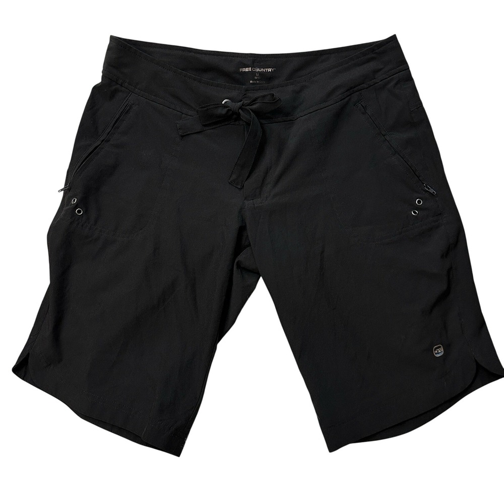 Free Country Shorts Woman's Size Medium 8/10  Hiking Bermuda Draw String Black